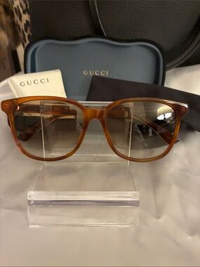 Gucci Amber Brown Gradient Square Sunglasses